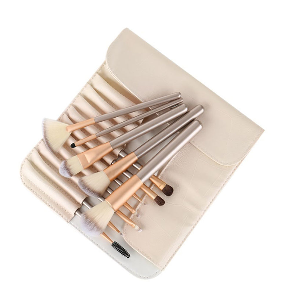 Ivory White Corrugated Nylon Cosmetic Brush Set