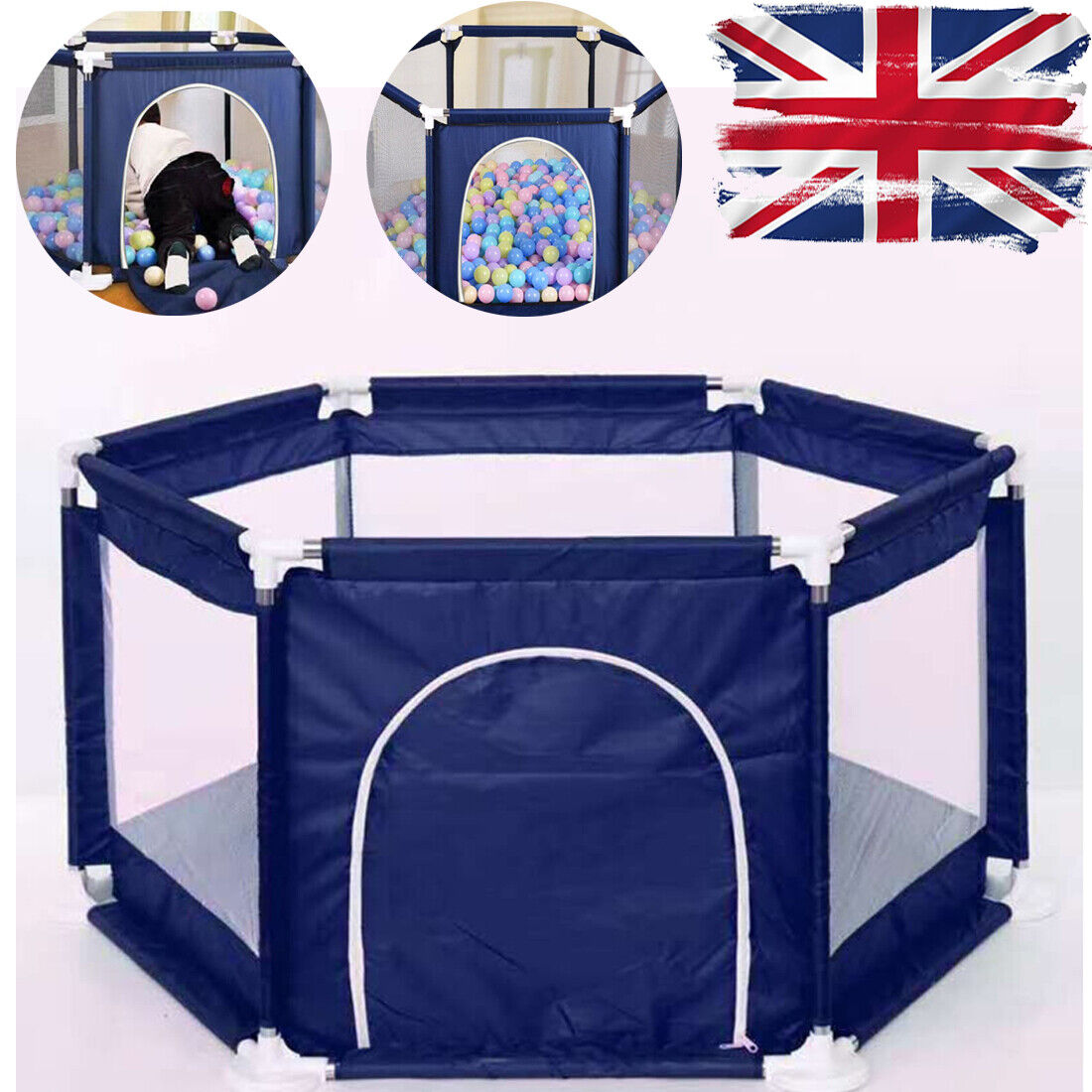 Happy & Safe Baby Playpen: Large 6-Sided Activity Center with Zipper