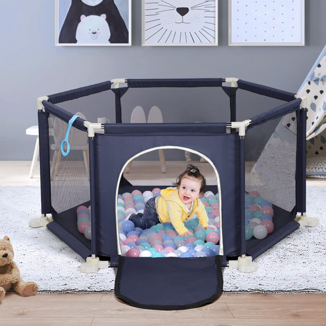 Happy & Safe Baby Playpen: Large 6-Sided Activity Center with Zipper