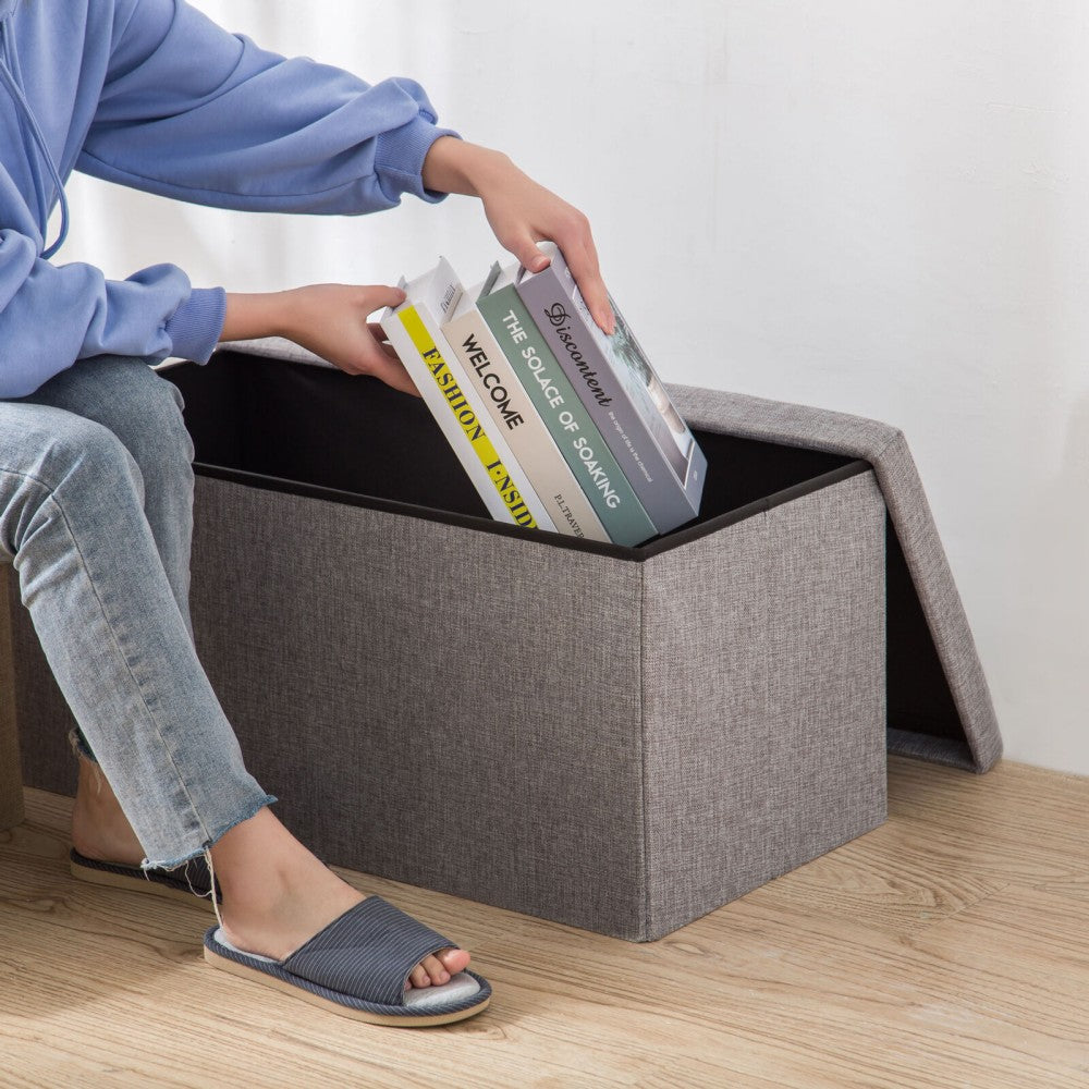 Space-Saving Foldable Storage Ottoman: Seat, Footstool & Toy Box