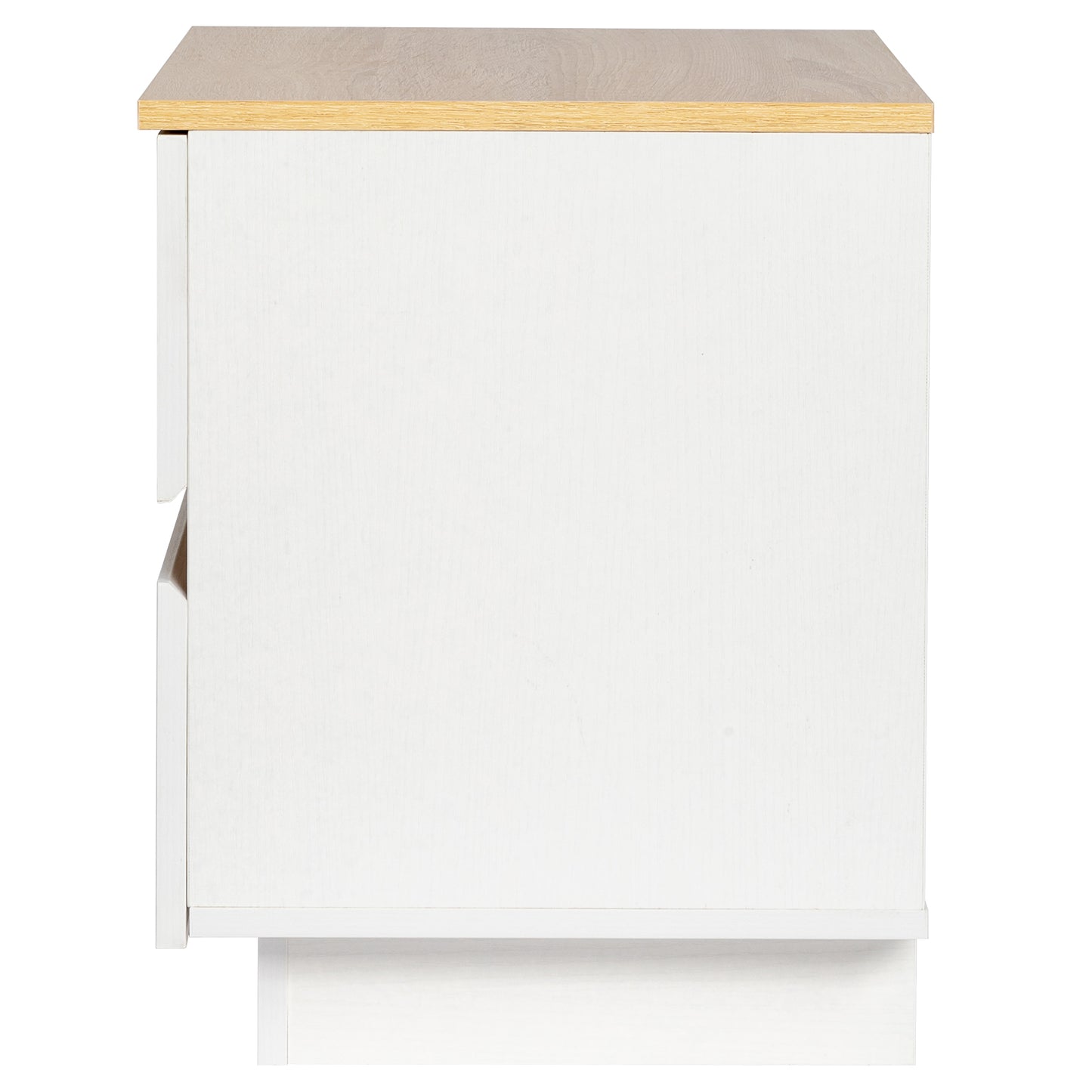 Modern 2-Drawer Nightstand: Embossed White & Oak