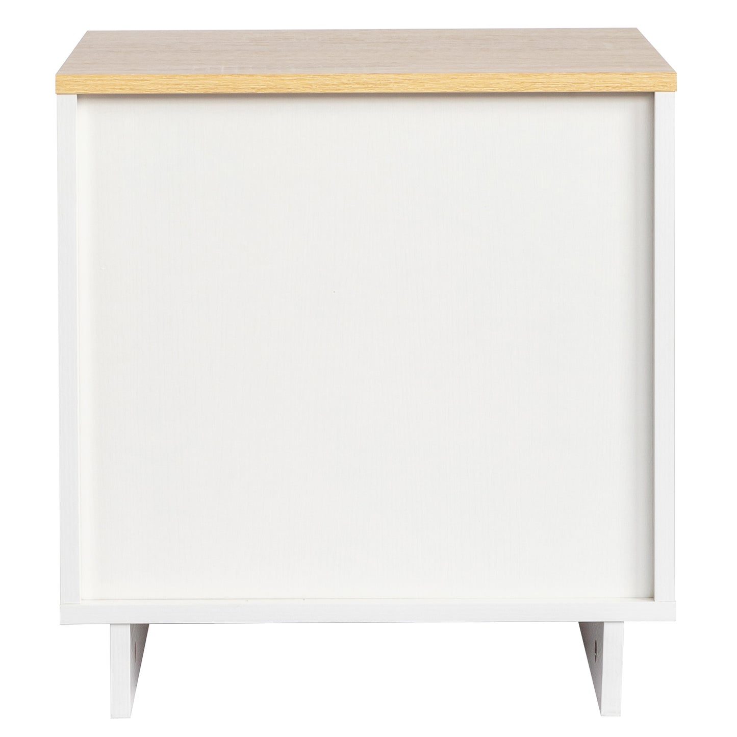 Modern 2-Drawer Nightstand: Embossed White & Oak